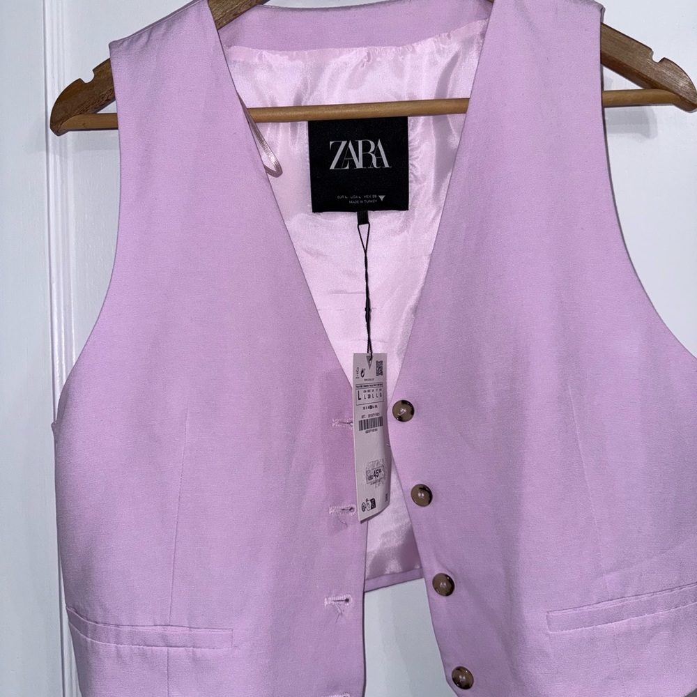 Zara Light Purple Buttoned Vest